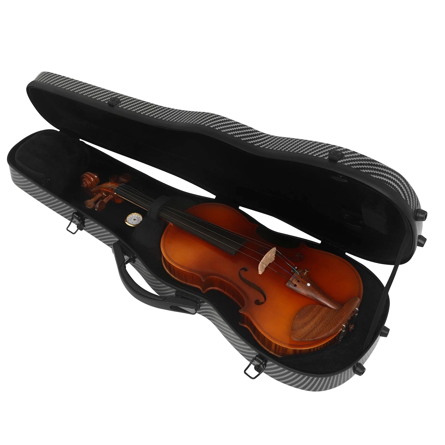 4/4 Violin Case High Quality Carbon Fiber Hard Shell Super-Light Triangular Box with Hygrometer Carrying Suitcase Violin Box