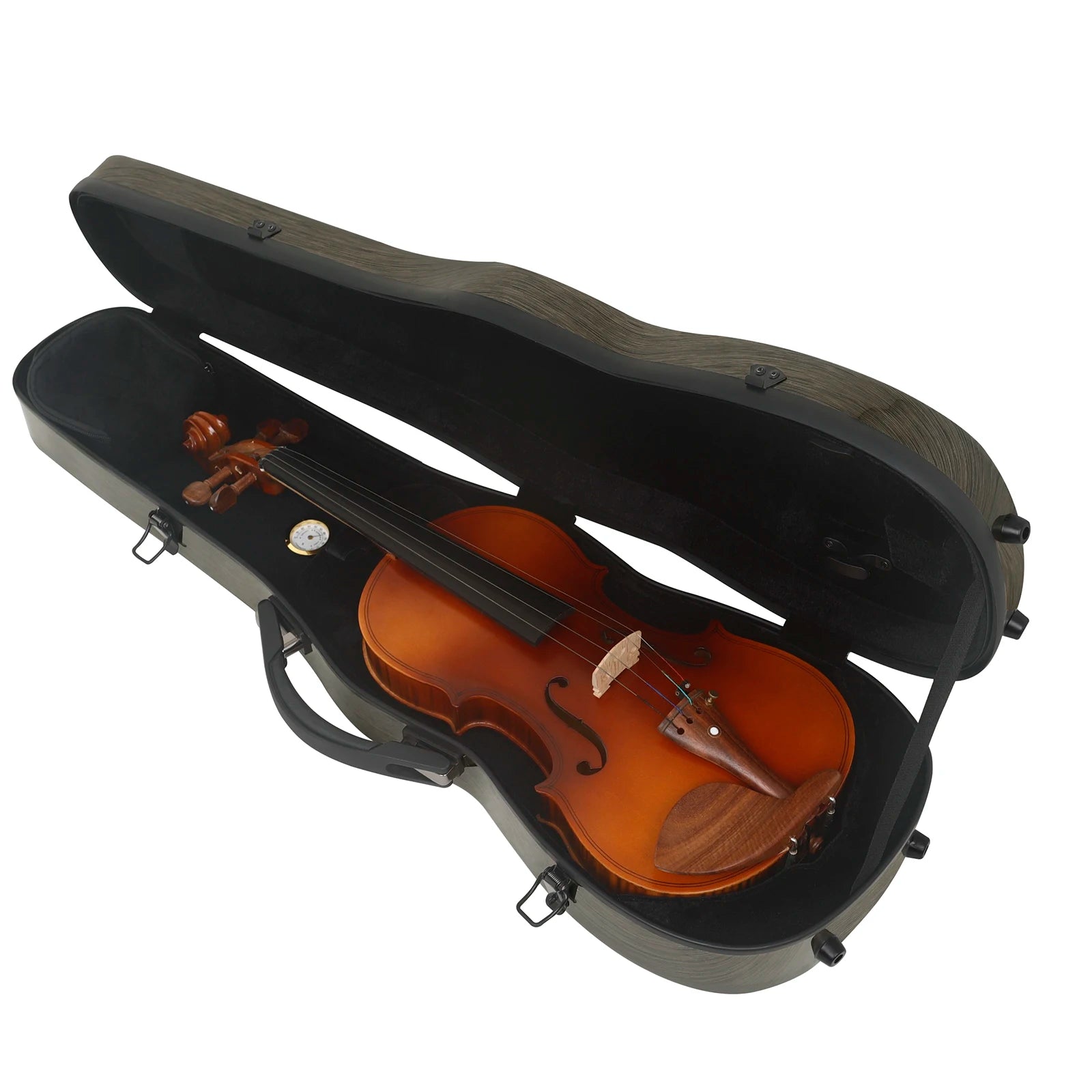4/4 Violin Case High Quality Carbon Fiber Hard Shell Super-Light Triangular Box with Hygrometer Carrying Suitcase Violin Box
